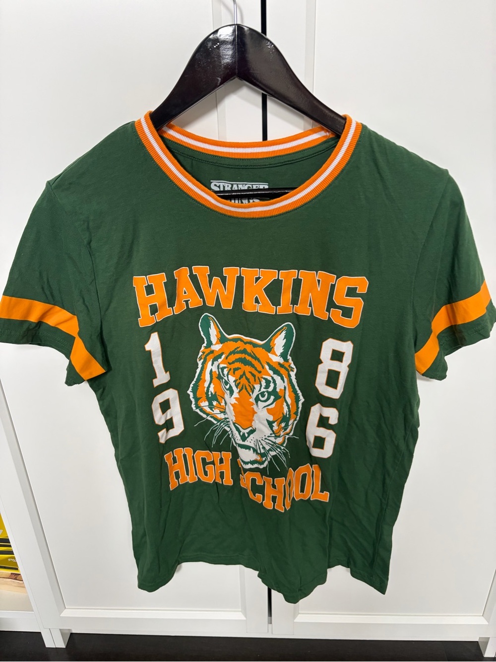 Stranger things Green & Orange 'Hawkins High' Tiger Graphic Tee